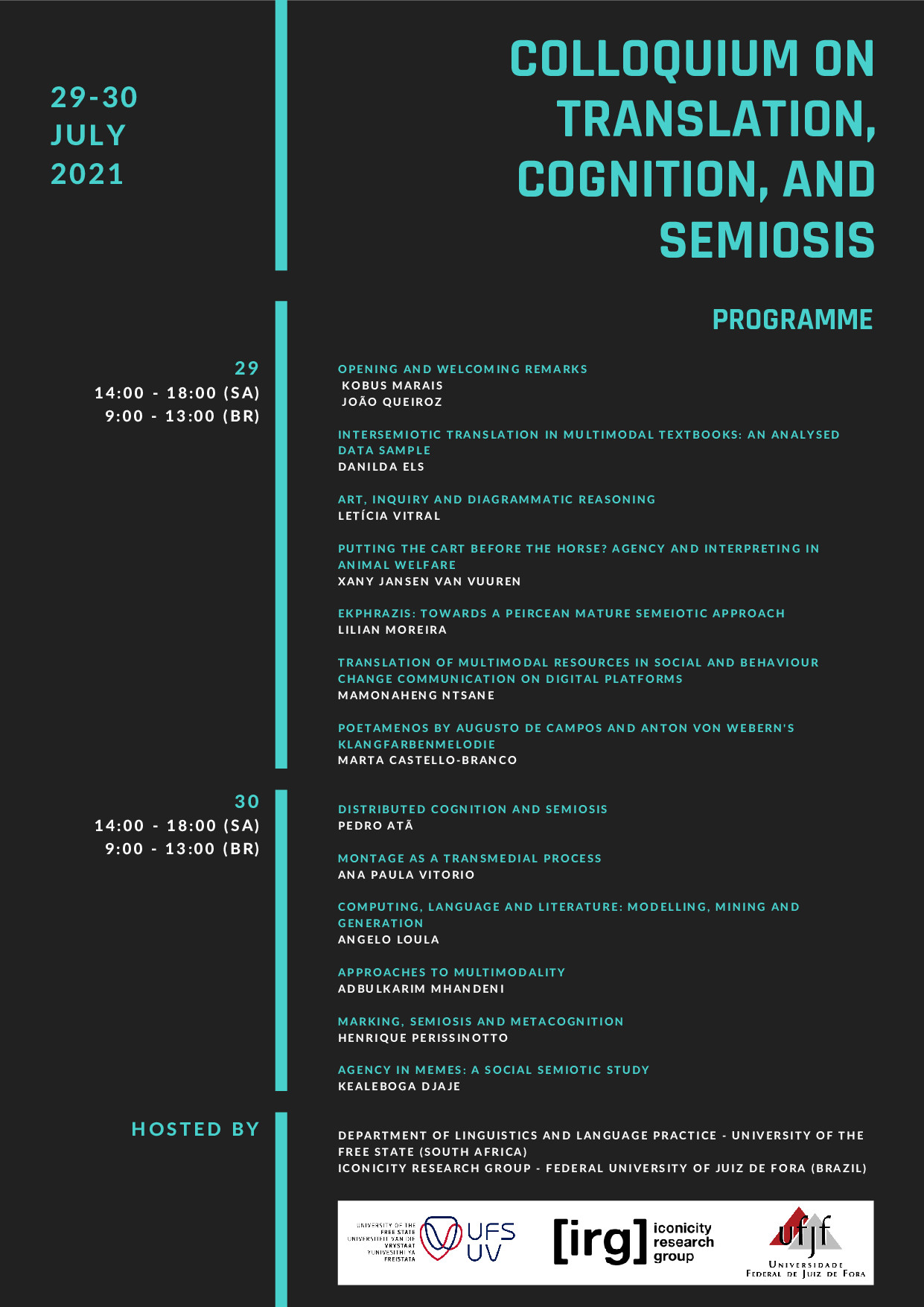 FINAL FINAL PROGRAMME Colloquium on Translation, Cognition, and Semiosis